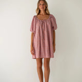 Chloe Dress Lilac - Orange Seersucker