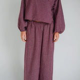 Ella Wrap Top -  Fig Hemp Check