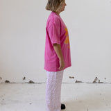 Le Fleur Tropical Acid Wash Oversize T-Shirt - Rose Red