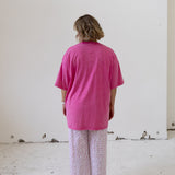Le Fleur Tropical Acid Wash Oversize T-Shirt - Rose Red