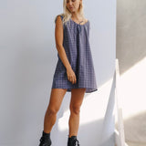 Luna Shift Dress | Indigo Plaid