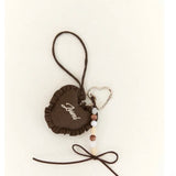 Heart Bag Charm  | Espresso Check