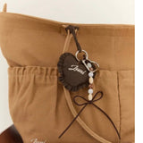 Heart Bag Charm  | Espresso Check
