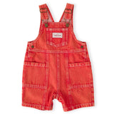 James Vintage Washed Denim Pocket Overalls Apple Red