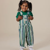 Evergreen Stripe Austin Denim Overalls