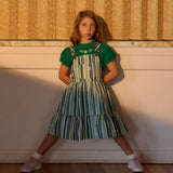 Evergreen Stripe Tully Tiered Pinafore Dress