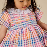 Rainbow Gingham Flo Smocked Dress
