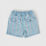 Noah Classic Stripe Denim Shorts - Red/White Stripe