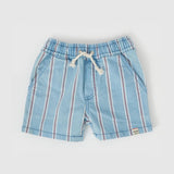 Noah Classic Stripe Denim Shorts - Red/White Stripe