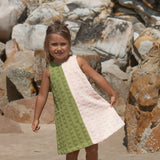 Terry Towelling Flow Dress - Leaf/Peachy