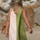 Terry Towelling Flow Dress - Leaf/Peachy