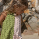 Terry Towelling Flow Dress - Leaf/Peachy