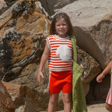 Organic Knitted Crochet-Shell Vest - Chilli