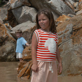 Organic Knitted Crochet-Shell Vest - Chilli