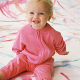 Organic Knit Zipper Starsuit - Bright Sorbet