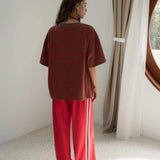 The Scotti Tee | Stripe Red/Brown