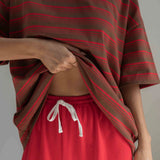 The Scotti Tee | Stripe Red/Brown