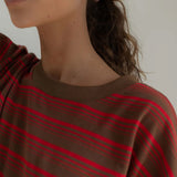 The Scotti Tee | Stripe Red/Brown