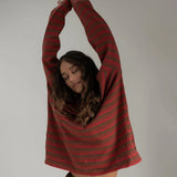 The Andi Long Sleeve | Stripe Red/Brown