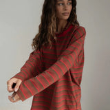 The Andi Long Sleeve | Stripe Red/Brown