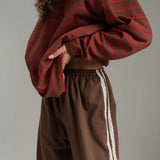 The Andi Long Sleeve | Stripe Red/Brown