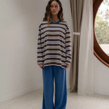 The Andi Long Sleeve | Stripe Blue/Brown