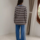 The Andi Long Sleeve | Stripe Blue/Brown