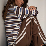 The Andi Long Sleeve | Stripe Blue/Brown