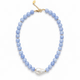 Blue Stone & Freshwater Pearl Necklace