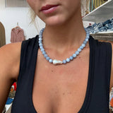 Blue Stone & Freshwater Pearl Necklace