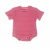 Striped Ribbed Organic Baby Romper l Strawberry