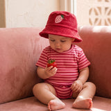 Striped Ribbed Organic Baby Romper l Strawberry
