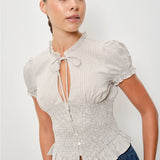 Giselle Seersucker Check Smocked Top