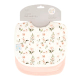 Roll Neck Bib 2pk - Pink Flower