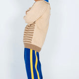 Mini Terry Pant in Cobalt and Yellow Strip