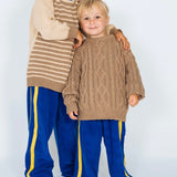 Mini Terry Pant in Cobalt and Yellow Strip
