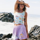 Womens Terry Scuba Shorts - Purple