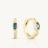 London Blue Topaz Textured Gold Huggies