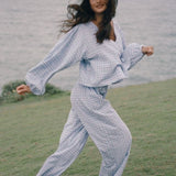 Ella Wrap Top - Cloud Plaid