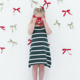 *Pre-Order* Crochet Knit Girls Tie Dress | Fir Green