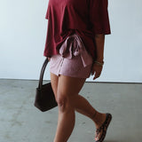 Athletic Linen Blend Tee - Burgundy