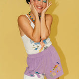 Womens Terry Scuba Shorts - Purple