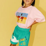 Kids Terry Scubba Shorts -  Aqua