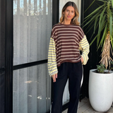 Kennedy Stripe Long Sleeve Tee - Brown/Yellow Stripe