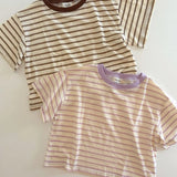 Stripey Staple Tee - Chocolate