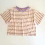 Stripey Staple Tee - Lilac
