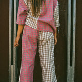 Flannel Flare Pant - Strawberry Milk