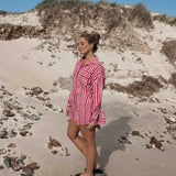 Kenzi Shirt | Striped Pink + Red