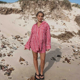 Kenzi Shirt | Striped Pink + Red