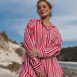 Kenzi Shirt | Striped Pink + Red